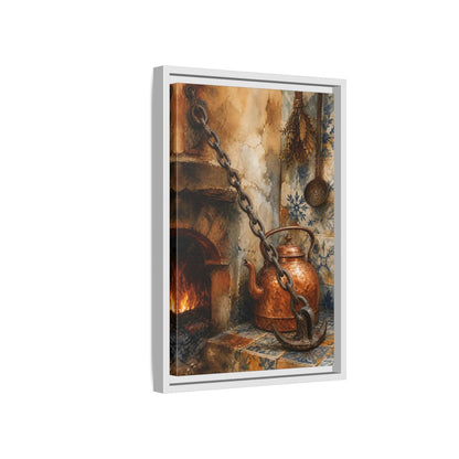 Side Mockup 4. Rustic Copper Kettle shown as framed canvas print