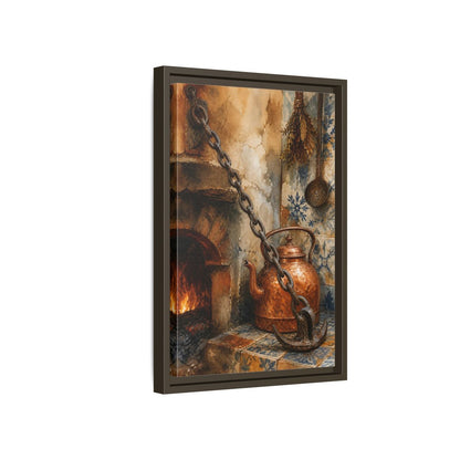 Side Mockup 5. Rustic Copper Kettle shown as framed canvas print