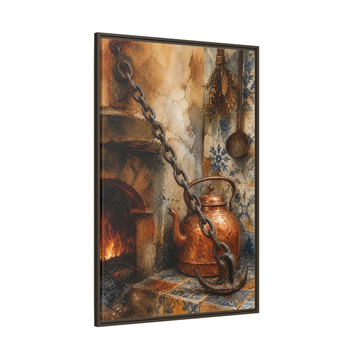Side Mockup 8. Rustic Copper Kettle shown as framed canvas print