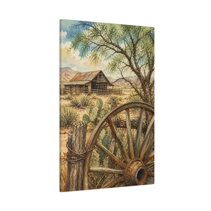 Side Mockup 1. Rustic Desert Barn shown as canvas print