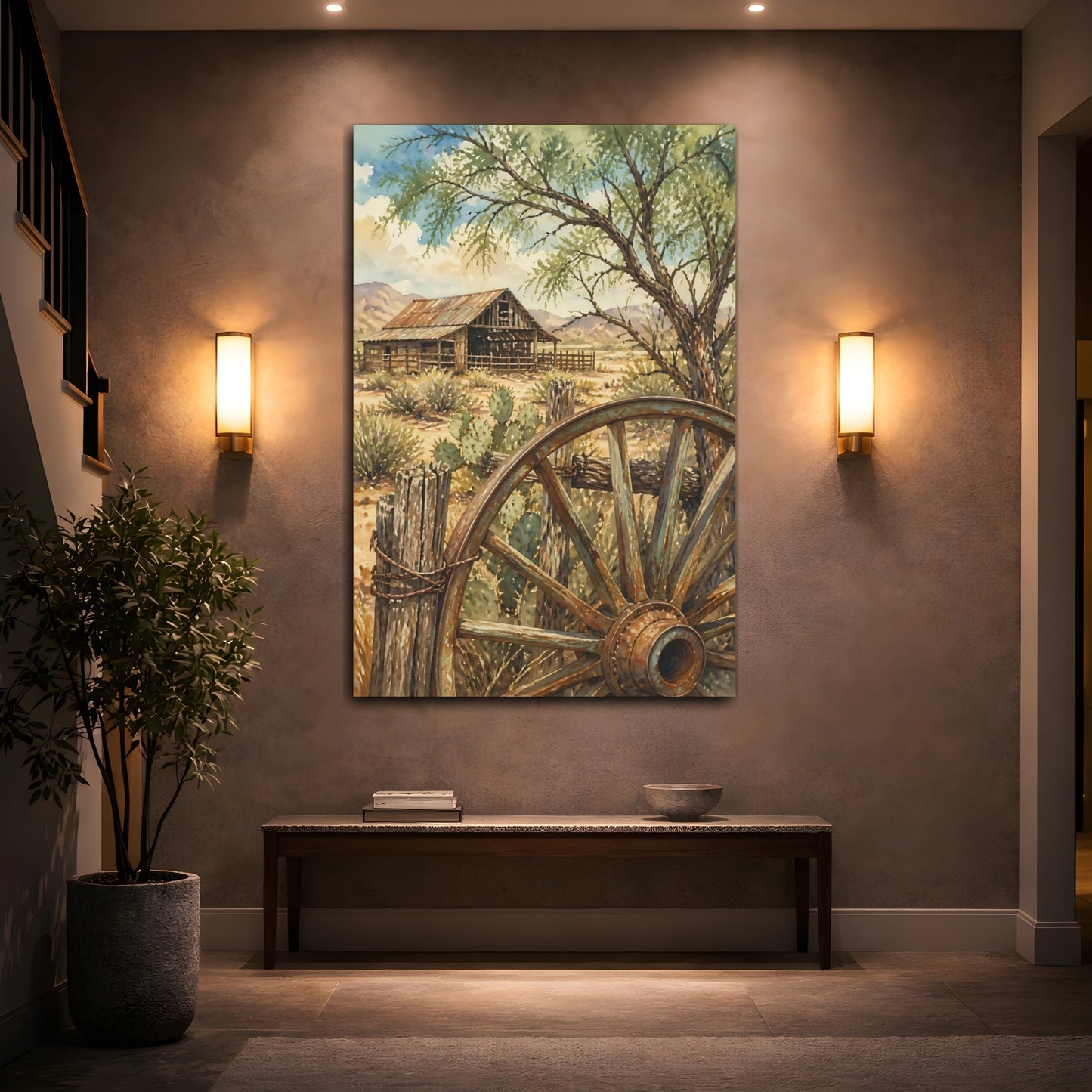 Mockup 2. Rustic Desert Barn shown as canvas print