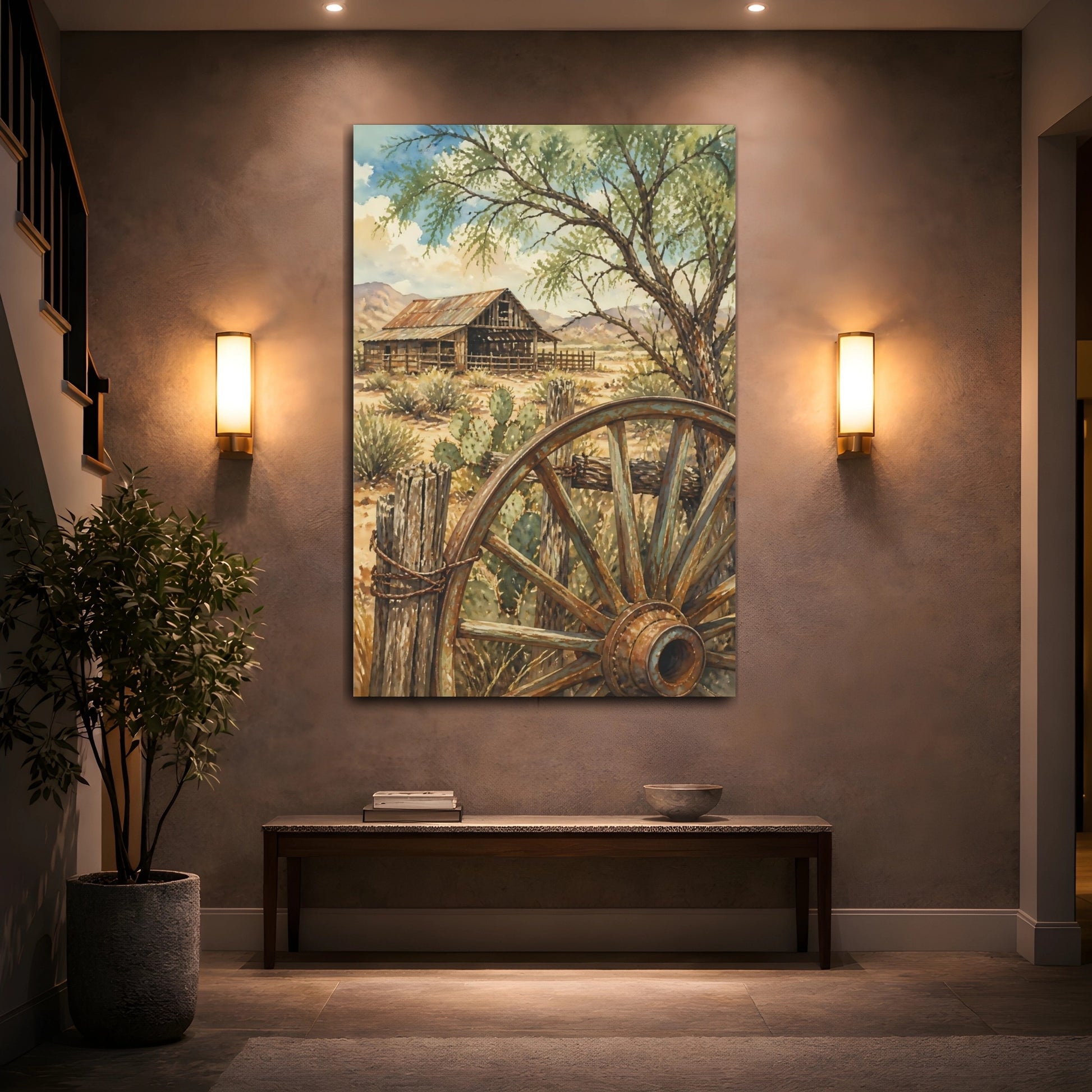 Mockup 2. Rustic Desert Barn shown as canvas print