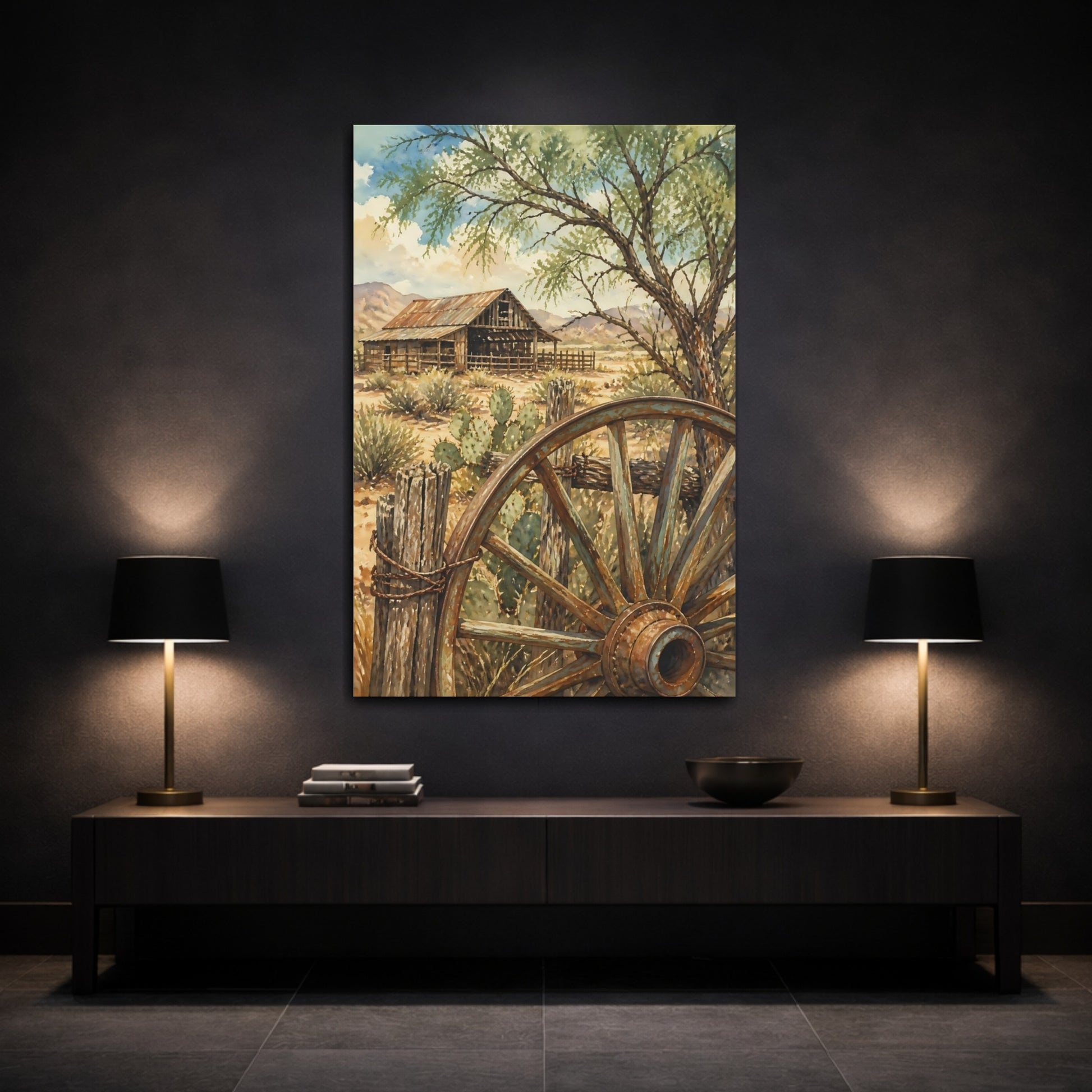 Mockup 3. Rustic Desert Barn shown as canvas print