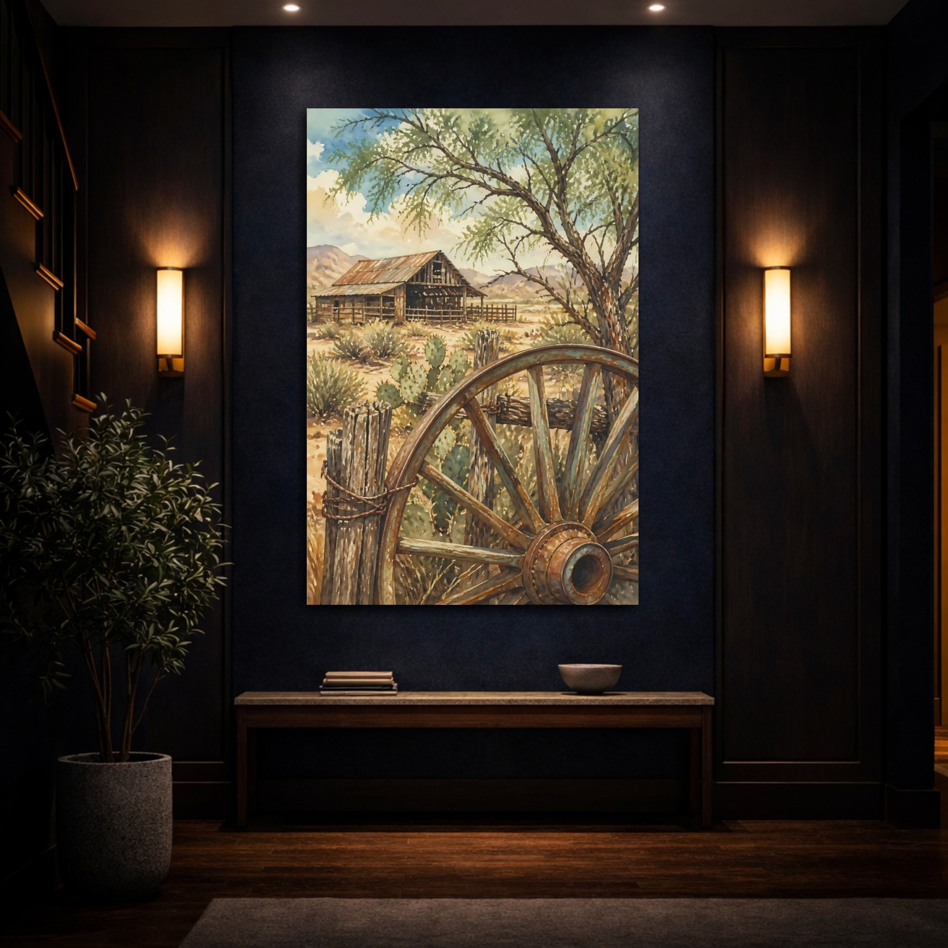 Mockup 4. Rustic Desert Barn shown as canvas print