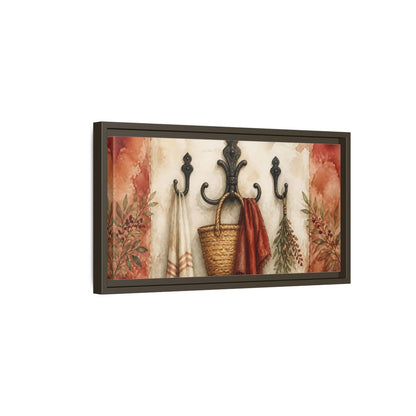 Side Mockup 7. Rustic Entryway Hooks shown as framed canvas print