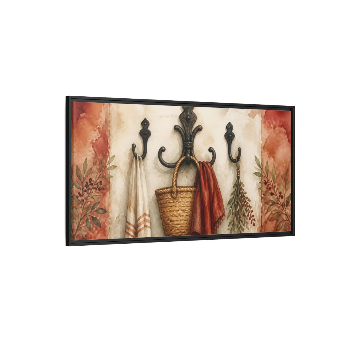 Side Mockup 5. Rustic Entryway Hooks shown as framed canvas print