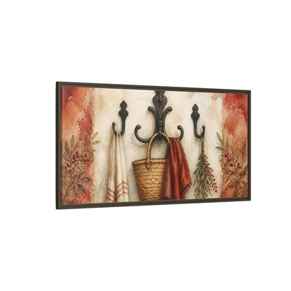 Side Mockup 4. Rustic Entryway Hooks shown as framed canvas print