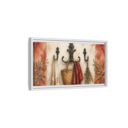 Side Mockup 6. Rustic Entryway Hooks shown as framed canvas print