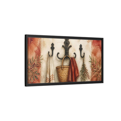 Side Mockup 2. Rustic Entryway Hooks shown as framed canvas print