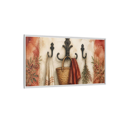 Side Mockup 3. Rustic Entryway Hooks shown as framed canvas print