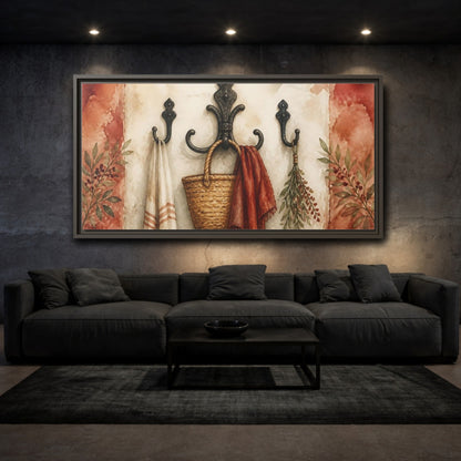 Mockup 3. Rustic Entryway Hooks shown as framed canvas print