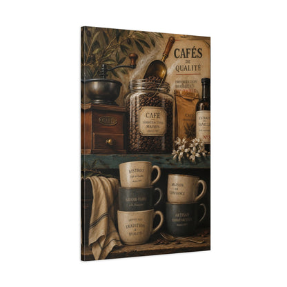 Main Mockup. Rustic French Coffee Scene shown as canvas print