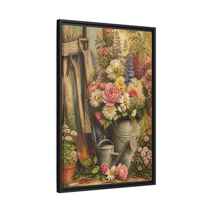 Side Mockup 14. Rustic Garden Bouquet shown as framed canvas print