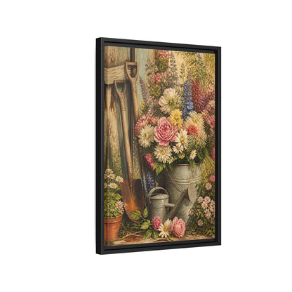 Side Mockup 3. Rustic Garden Bouquet shown as framed canvas print