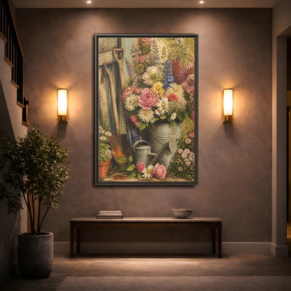 Mockup 2. Rustic Garden Bouquet shown as framed canvas print