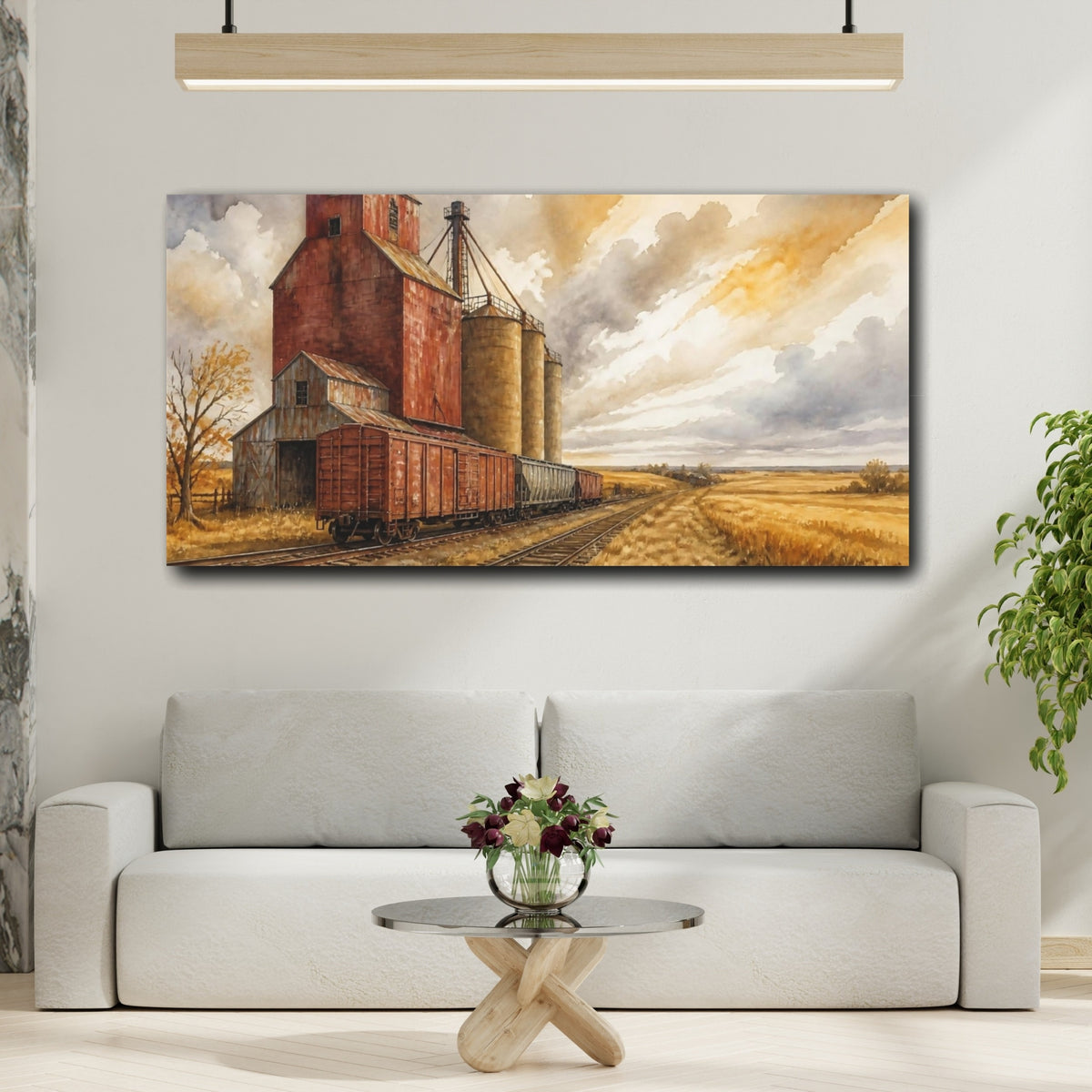 Mockup 2. Rustic Grain Elevator shown as canvas print