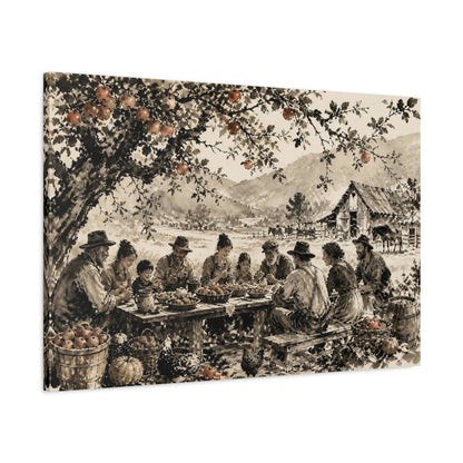 Main Mockup. Rustic Harvest Supper shown as canvas print