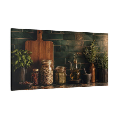 Side Mockup 2. Rustic Herb Kitchen Display shown as canvas print