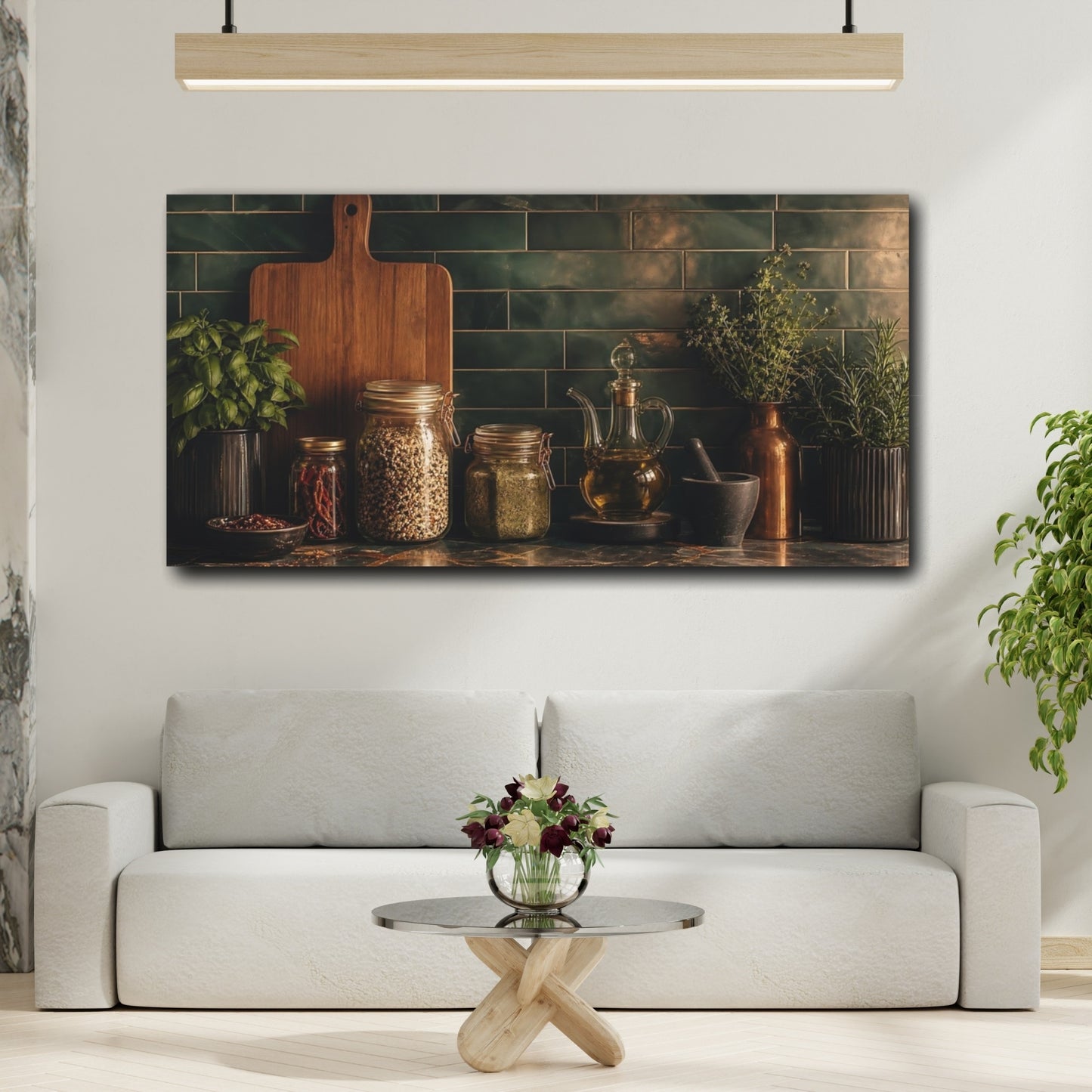Mockup 2. Rustic Herb Kitchen Display shown as canvas print