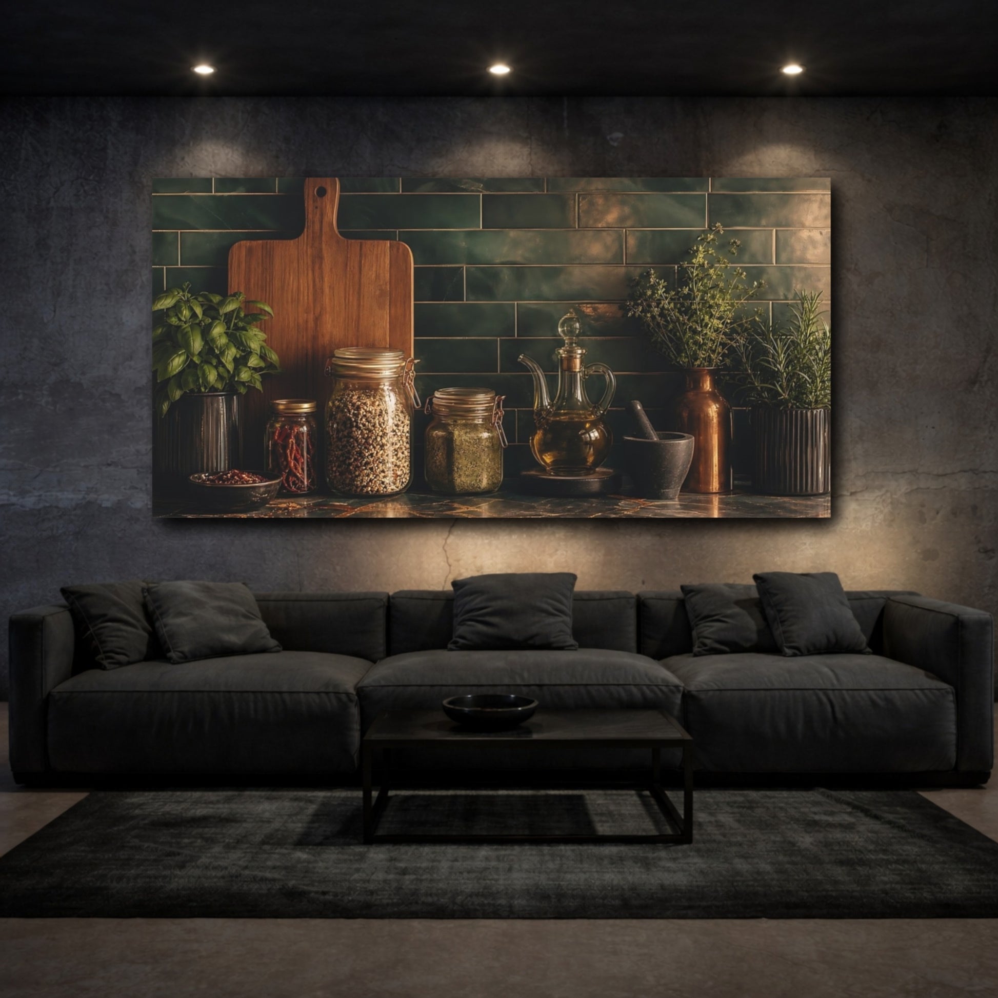 Mockup 3. Rustic Herb Kitchen Display shown as canvas print