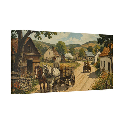 Main Mockup. Rustic Horse-Drawn Wagon shown as canvas print