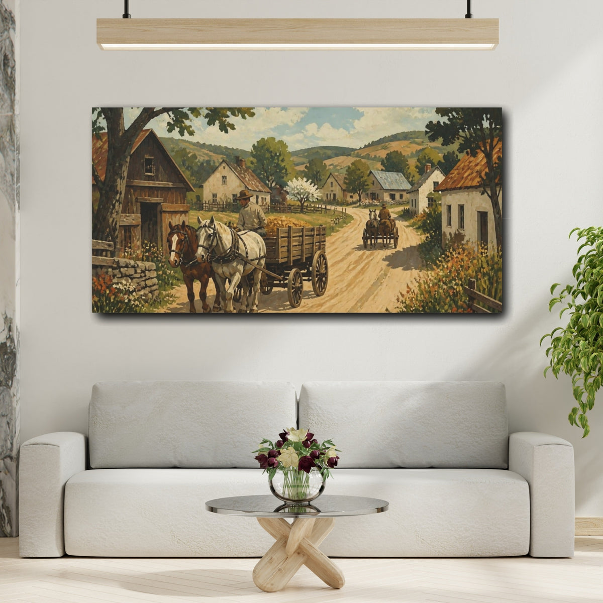 Mockup 2. Rustic Horse-Drawn Wagon shown as canvas print