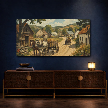 Mockup 4. Rustic Horse-Drawn Wagon shown as canvas print