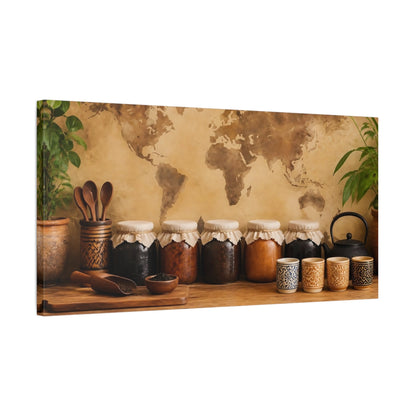 Side Mockup 1. Rustic Kitchen Jar Display shown as canvas print