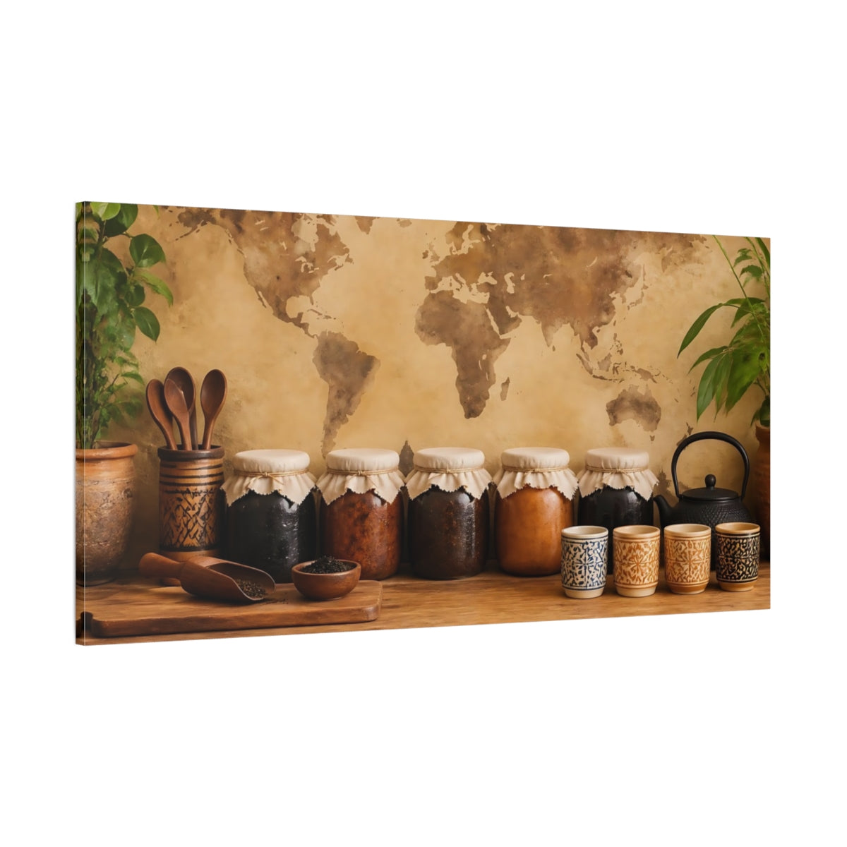 Side Mockup 2. Rustic Kitchen Jar Display shown as canvas print