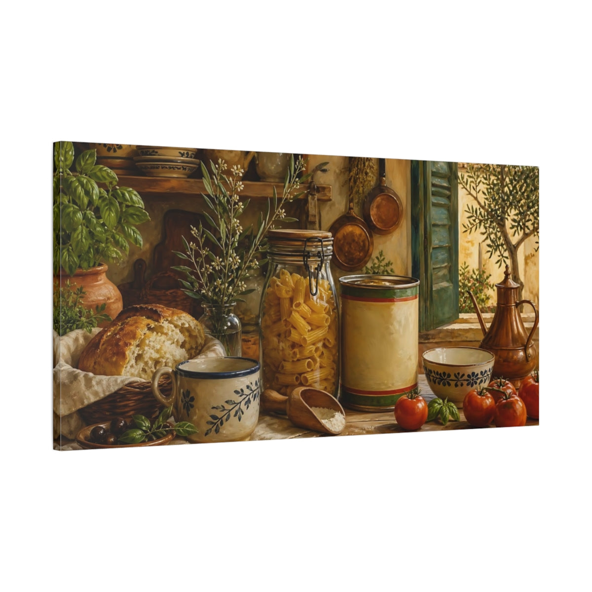 Main Mockup. Rustic Kitchen Still Life shown as canvas print