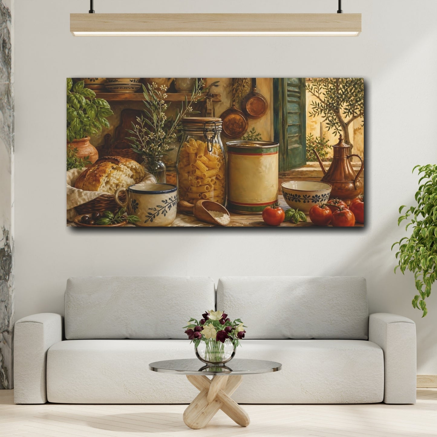 Mockup 2. Rustic Kitchen Still Life shown as canvas print