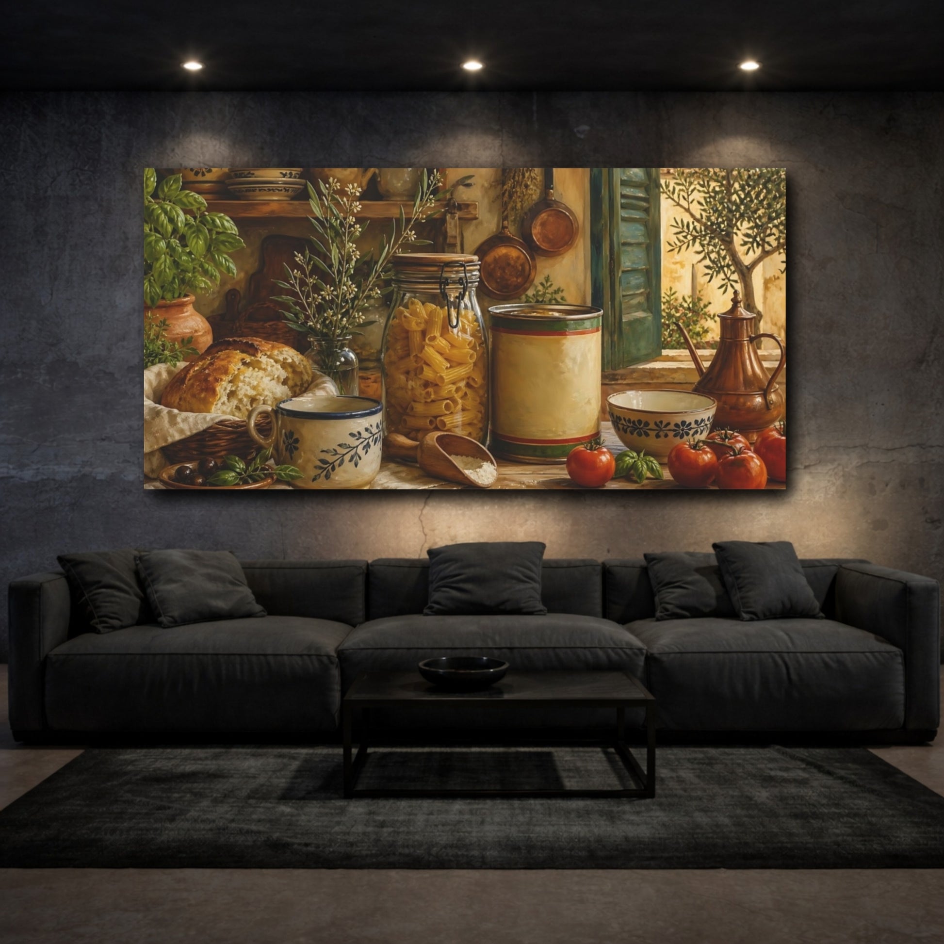 Mockup 3. Rustic Kitchen Still Life shown as canvas print
