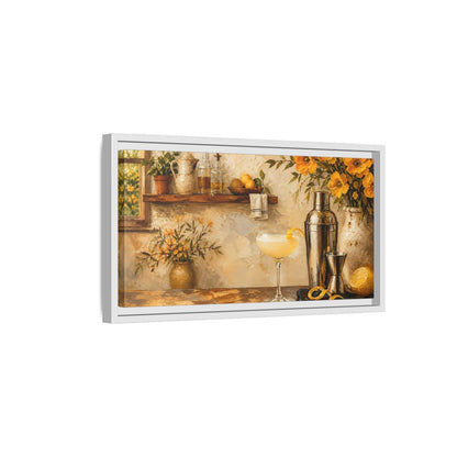 Side Mockup 6. Rustic Lemon Cocktail shown as framed canvas print