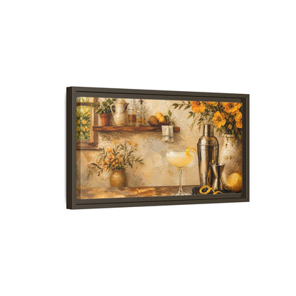 Side Mockup 7. Rustic Lemon Cocktail shown as framed canvas print