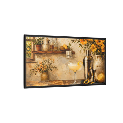 Side Mockup 5. Rustic Lemon Cocktail shown as framed canvas print