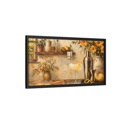 Side Mockup 2. Rustic Lemon Cocktail shown as framed canvas print