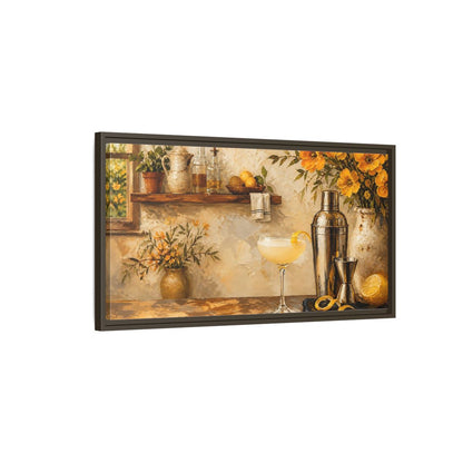 Main Mockup. Rustic Lemon Cocktail shown as framed canvas print