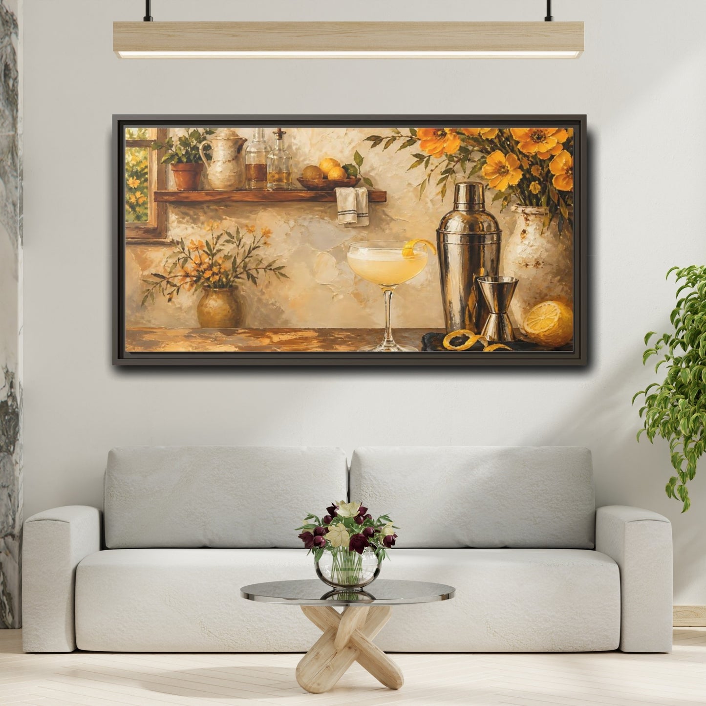 Mockup 2. Rustic Lemon Cocktail shown as framed canvas print