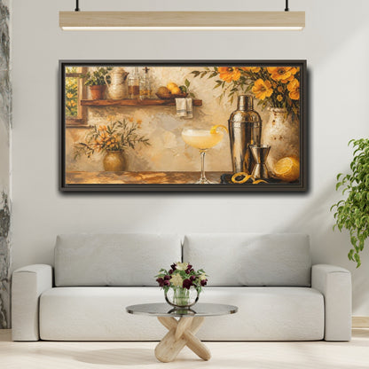Mockup 2. Rustic Lemon Cocktail shown as framed canvas print