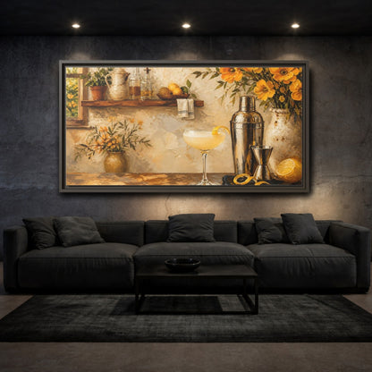 Mockup 3. Rustic Lemon Cocktail shown as framed canvas print