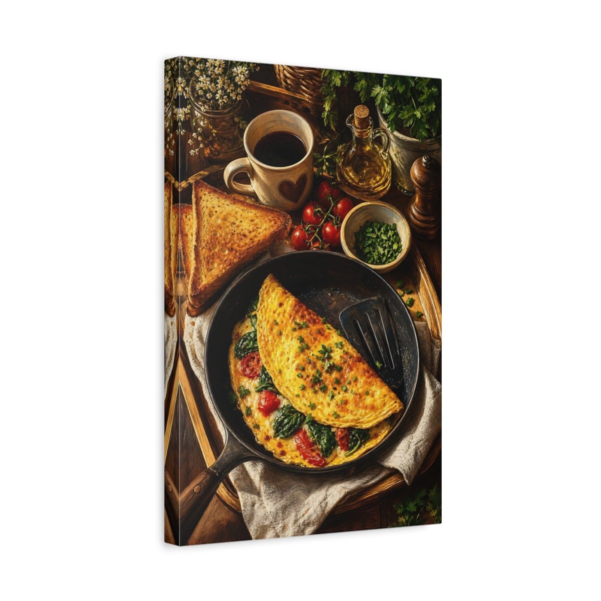 Side Mockup 4. Rustic Morning Omelette shown as canvas print