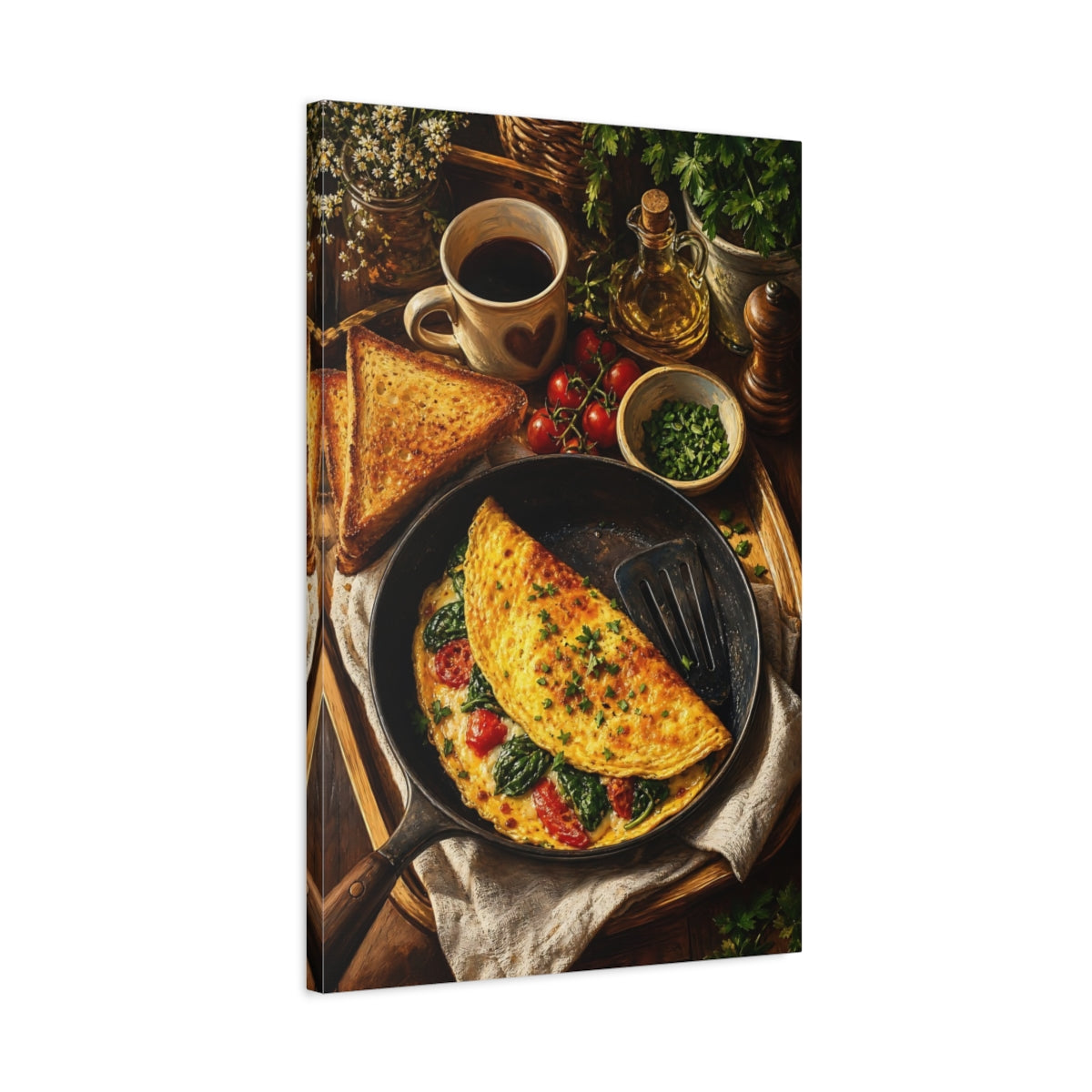 Side Mockup 2. Rustic Morning Omelette shown as canvas print