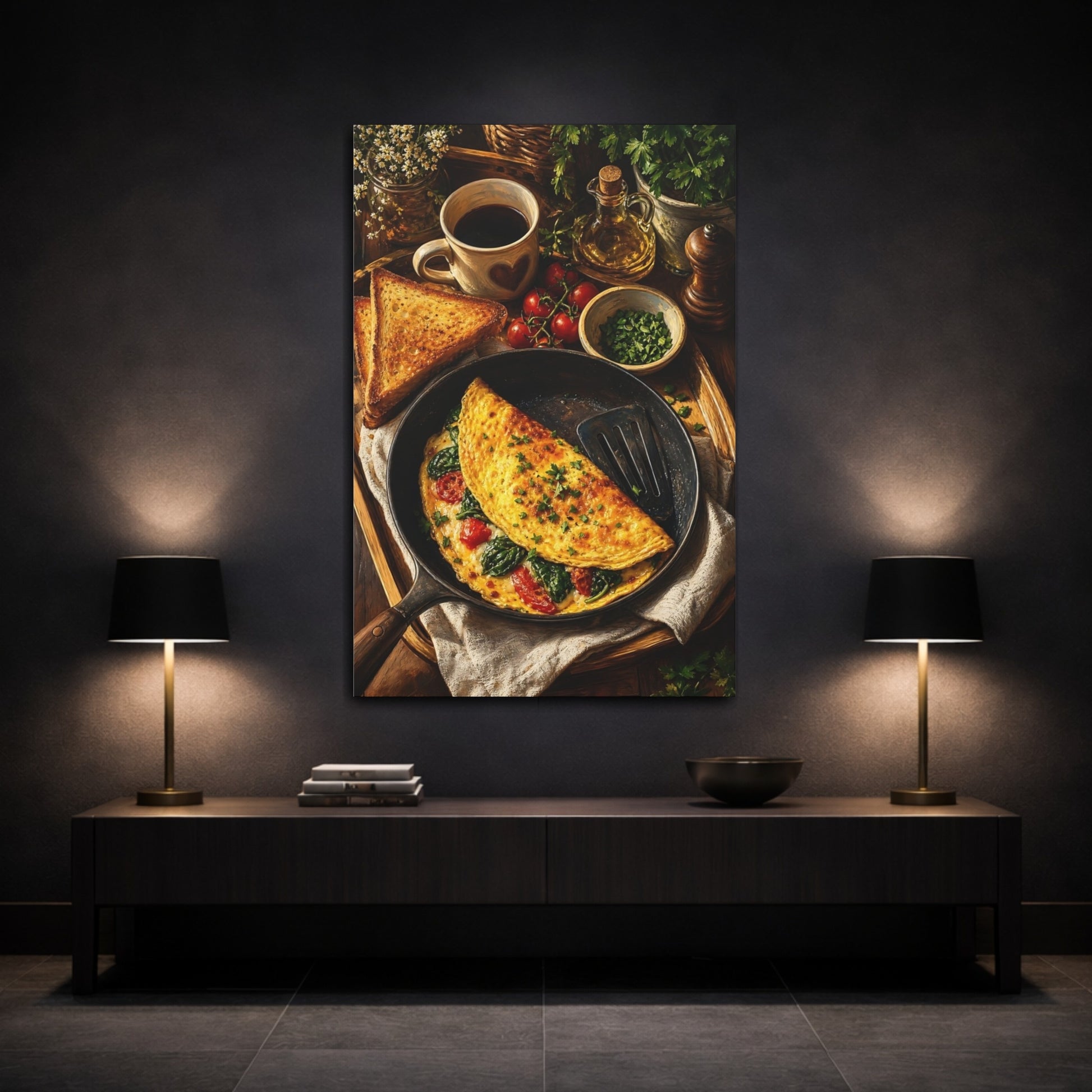 Mockup 3. Rustic Morning Omelette shown as canvas print