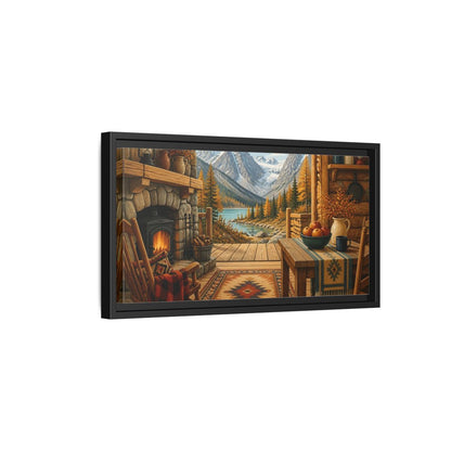Side Mockup 8. Rustic Mountain Cabin View shown as framed canvas print