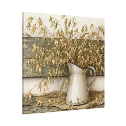 Main Mockup. Rustic Oat Stems In Pitcher shown as canvas print