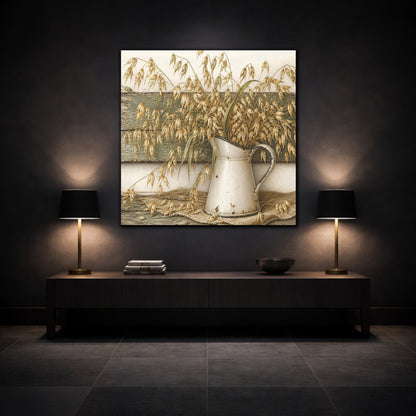Mockup 3. Rustic Oat Stems In Pitcher shown as canvas print