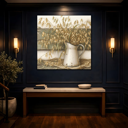 Mockup 4. Rustic Oat Stems In Pitcher shown as canvas print