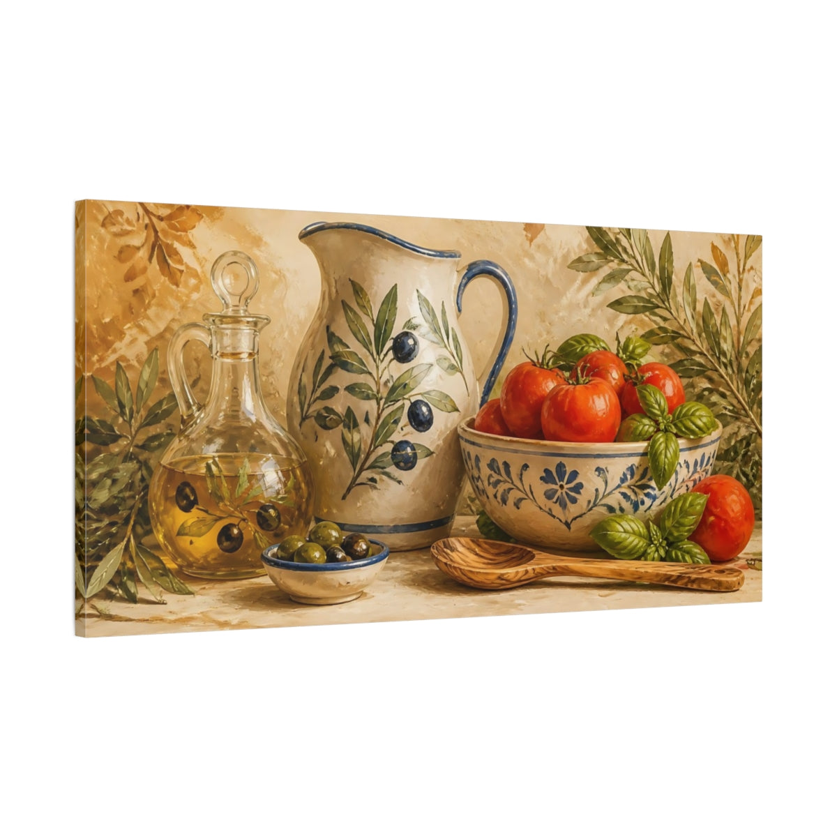 Main Mockup. Rustic Olive & Tomato Bowl shown as canvas print