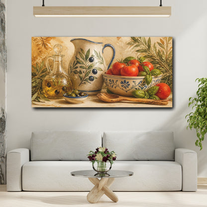 Mockup 2. Rustic Olive & Tomato Bowl shown as canvas print