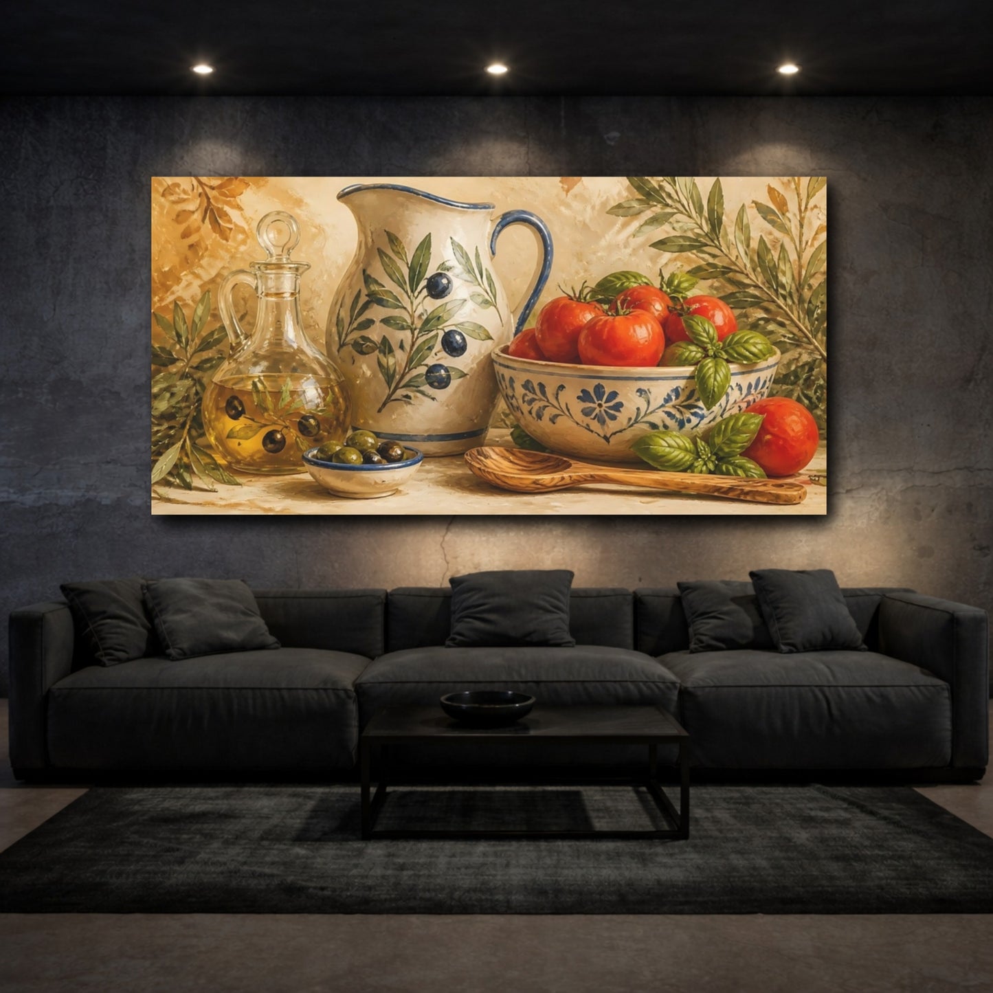 Mockup 3. Rustic Olive & Tomato Bowl shown as canvas print